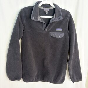 Vintage Patagonia Synchilla 90s Snap-T Pullover Fleece Jacket Women's XS Black
